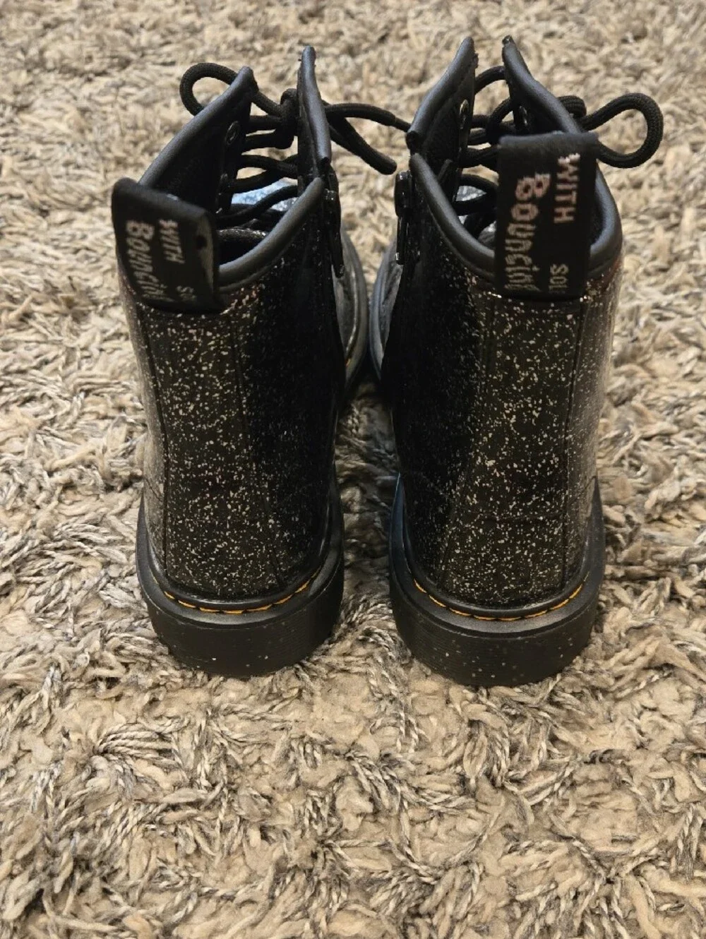 Girls' Black Glitter Lace-Up Dr. Martens Kids Boots